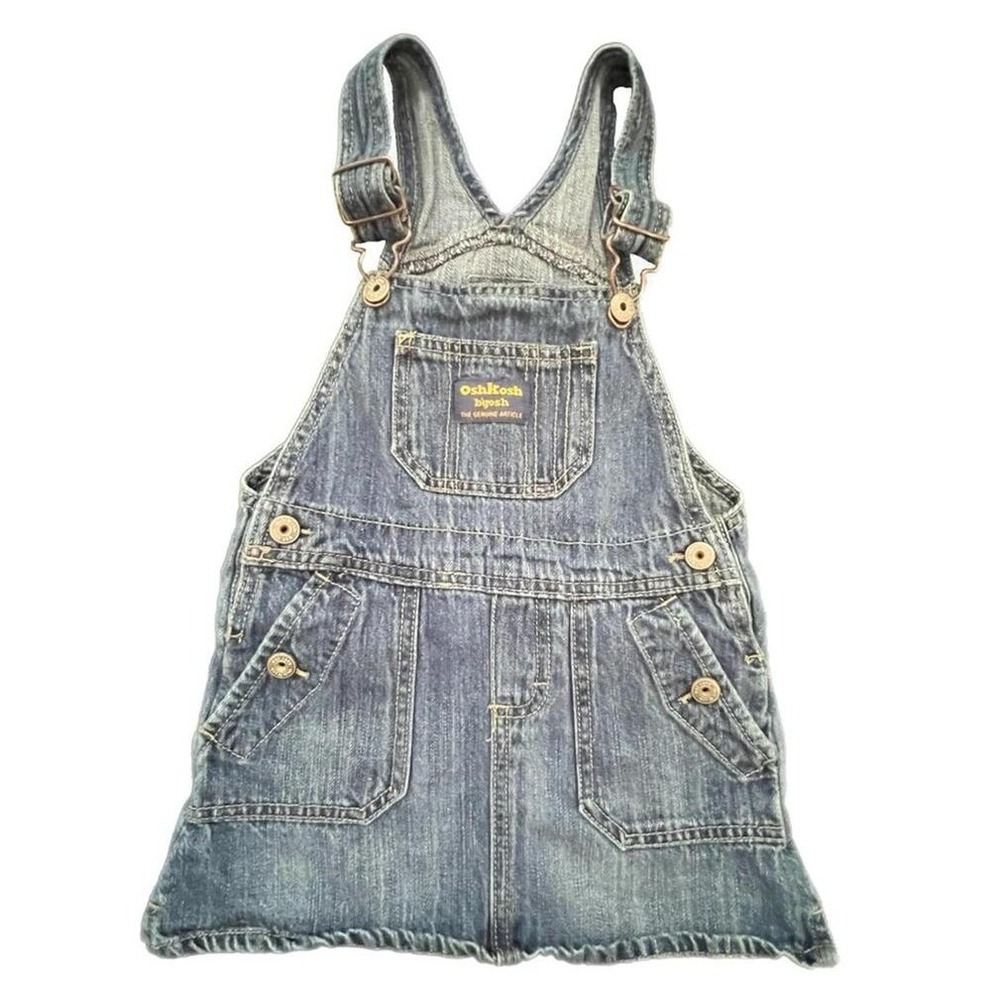 OshKosh B'gosh Excellent Denim Jumper Dress Blue Overall 3T